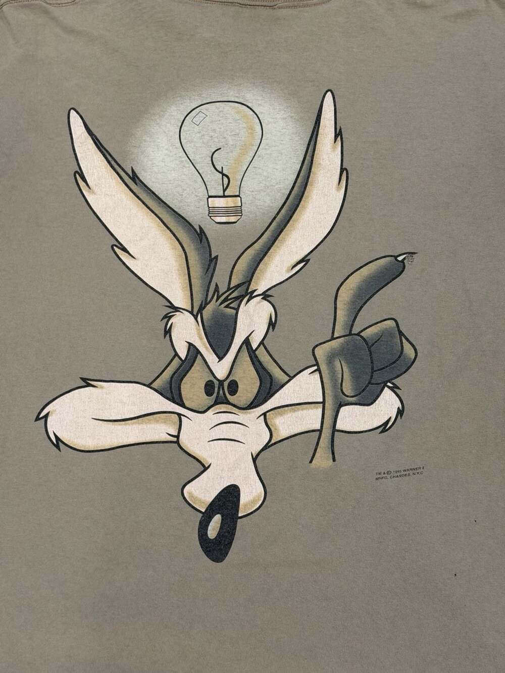 Vintage 1995 Wile E. Coyote Shirt XL 23.5x27.5 Warner Bros Geniuswear USA